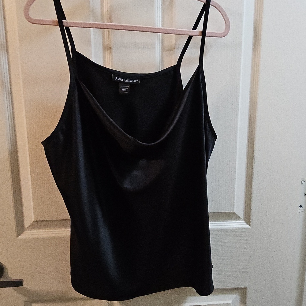 Ashley Stewart Black Draped Camisole Top (NWOT)